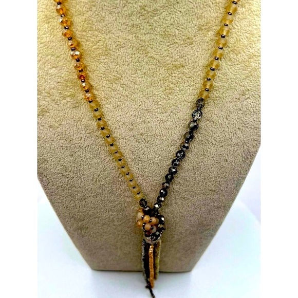 Long Beaded Tassel Necklace With Sparkling Beads & Mixed Colors. A51 - Picture 2 of 8